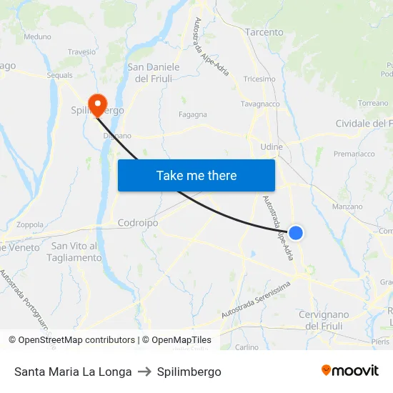 Santa Maria la Longa to Spilimbergo map
