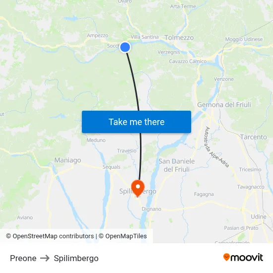 Preone to Spilimbergo map