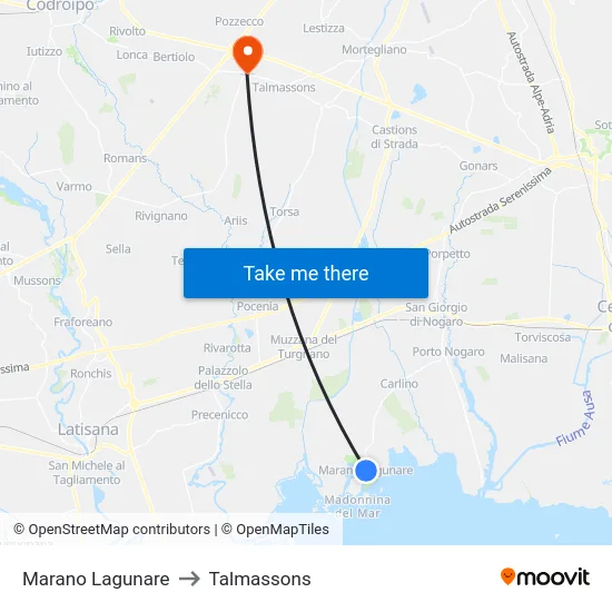Marano Lagunare to Talmassons map