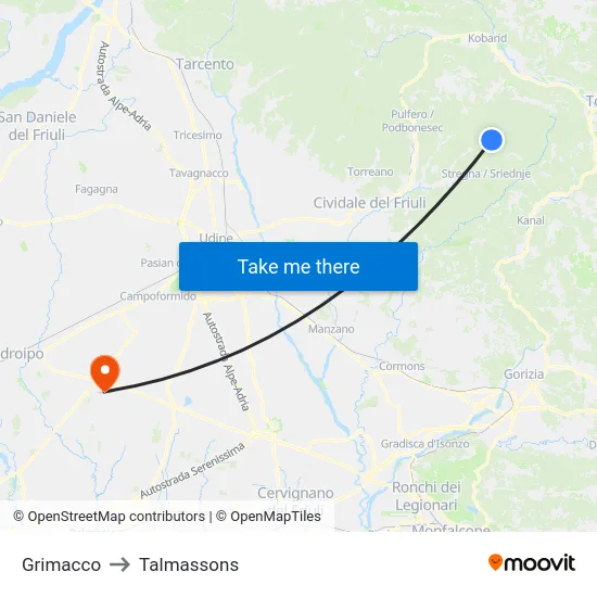 Grimacco to Talmassons map