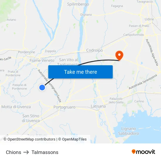 Chions to Talmassons map