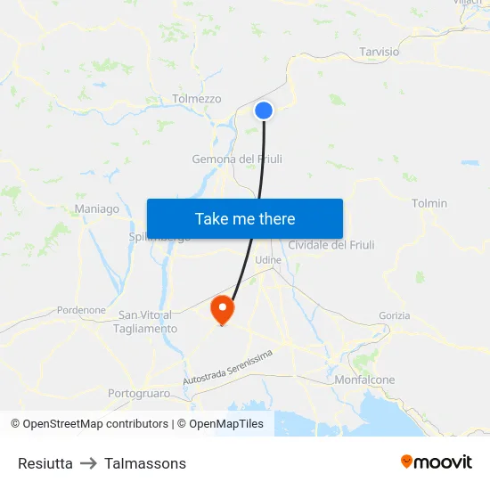 Resiutta to Talmassons map