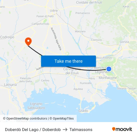 Doberdò Del Lago / Doberdob to Talmassons map