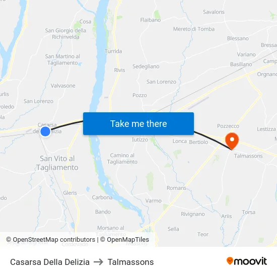 Casarsa Della Delizia to Talmassons map