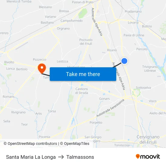 Santa Maria La Longa to Talmassons map