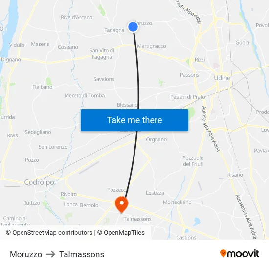 Moruzzo to Talmassons map