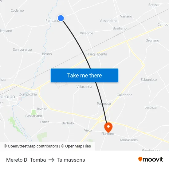 Mereto Di Tomba to Talmassons map