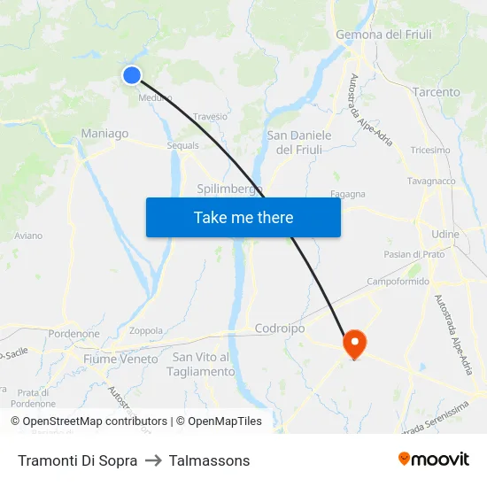 Tramonti Di Sopra to Talmassons map