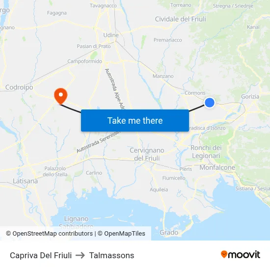 Capriva Del Friuli to Talmassons map