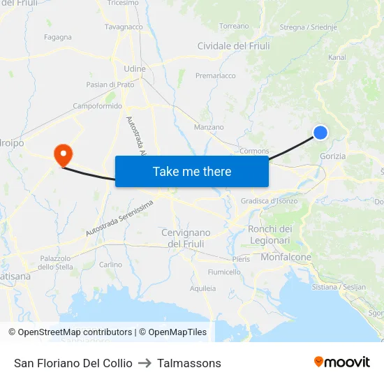 San Floriano Del Collio to Talmassons map
