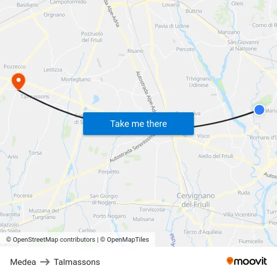 Medea to Talmassons map