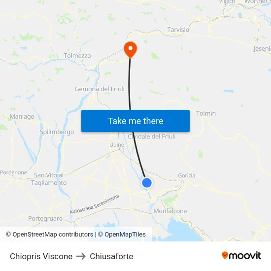 Chiopris Viscone to Chiusaforte map