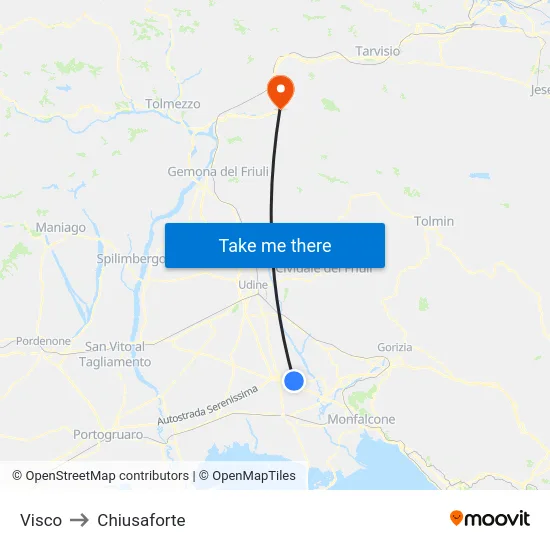 Visco to Chiusaforte map
