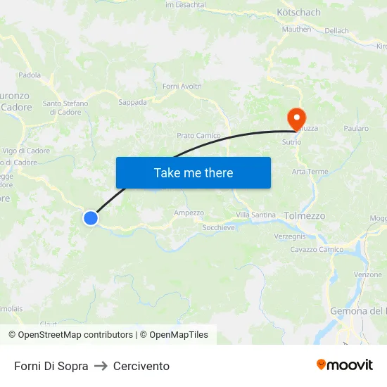 Forni Di Sopra to Cercivento map