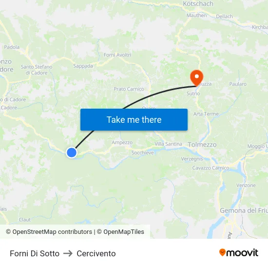 Forni Di Sotto to Cercivento map