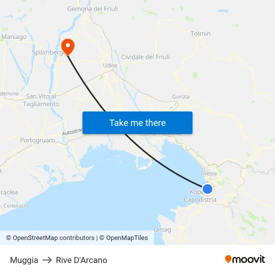 Muggia to Rive D'Arcano map