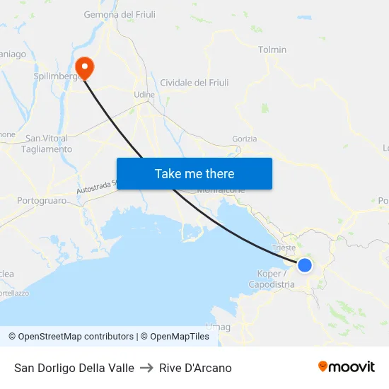 San Dorligo Della Valle to Rive D'Arcano map