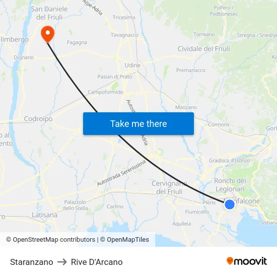 Staranzano to Rive D'Arcano map
