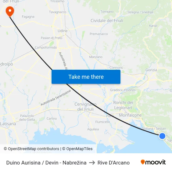 Duino Aurisina / Devin - Nabrežina to Rive D'Arcano map