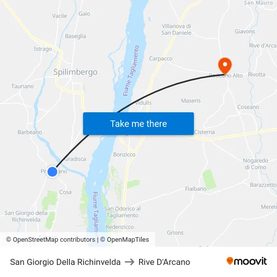 San Giorgio Della Richinvelda to Rive D'Arcano map