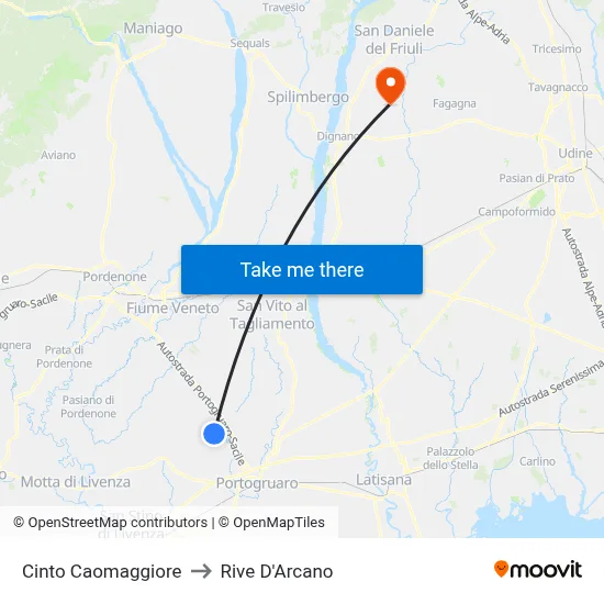 Cinto Caomaggiore to Rive D'Arcano map