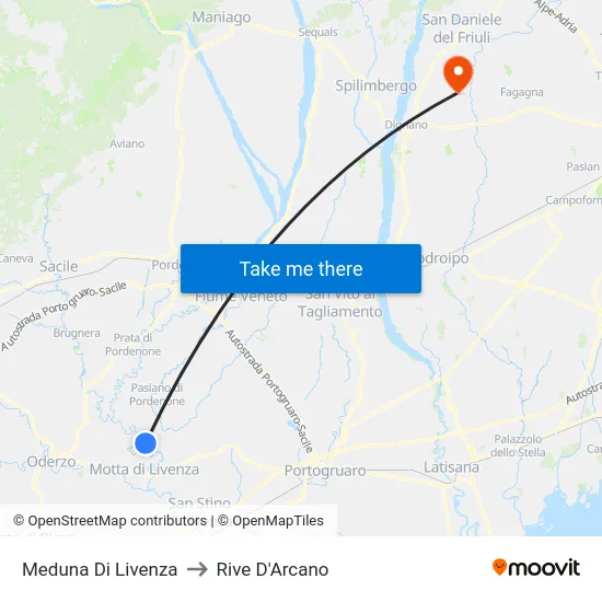 Meduna Di Livenza to Rive D'Arcano map
