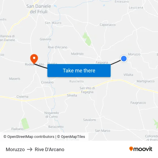 Moruzzo to Rive d'Arcano map
