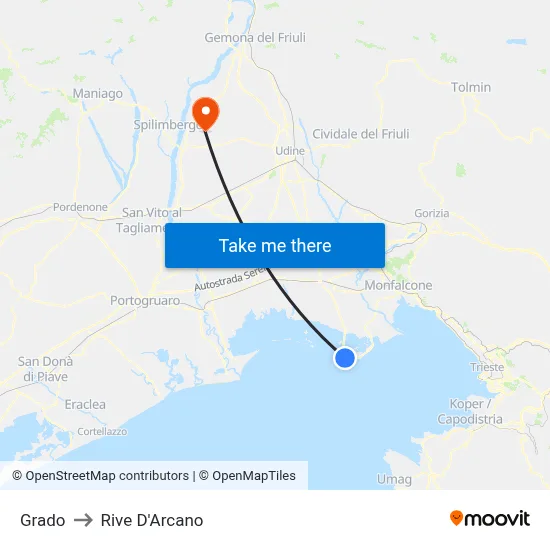 Grado to Rive D'Arcano map