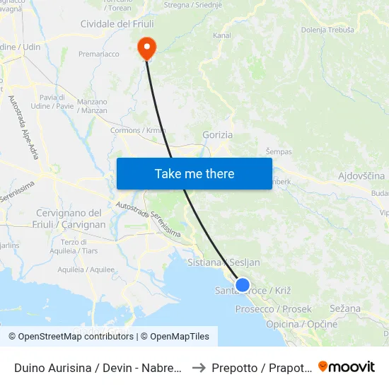 Duino Aurisina / Devin - Nabrežina to Prepotto / Prapotno map