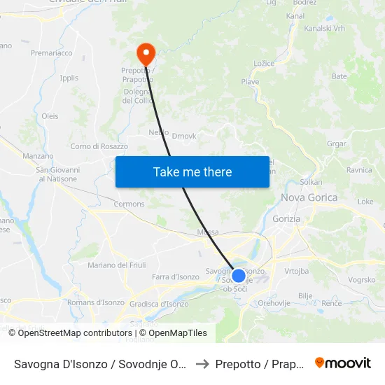 Savogna D'Isonzo / Sovodnje Ob Soči to Prepotto / Prapotno map
