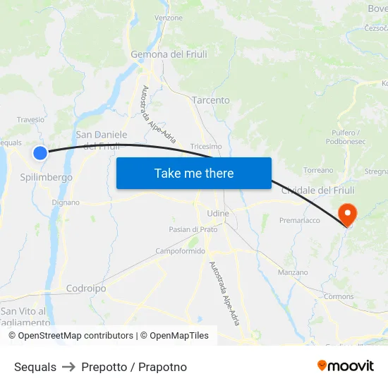 Sequals to Prepotto / Prapotno map