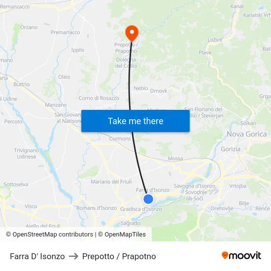 Farra D' Isonzo to Prepotto / Prapotno map