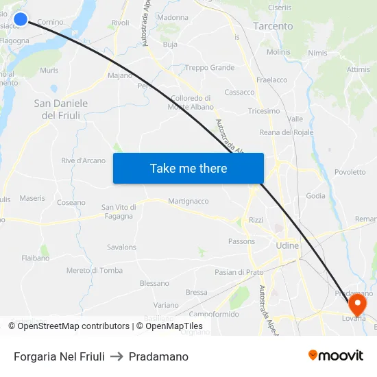 Forgaria nel Friuli to Pradamano map