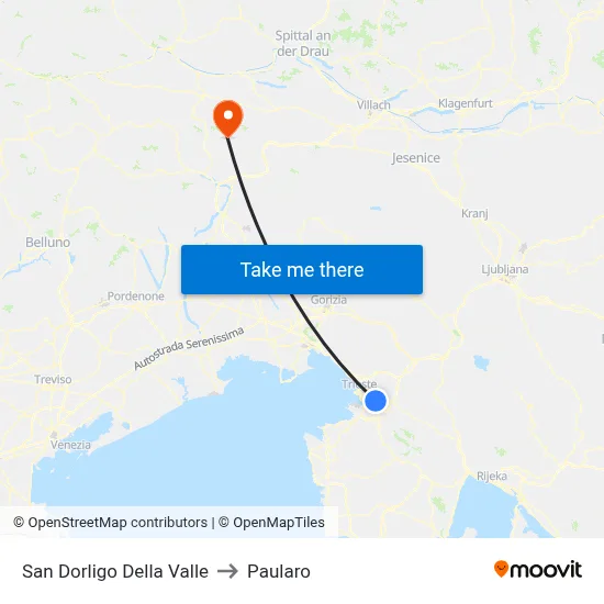 San Dorligo Della Valle to Paularo map