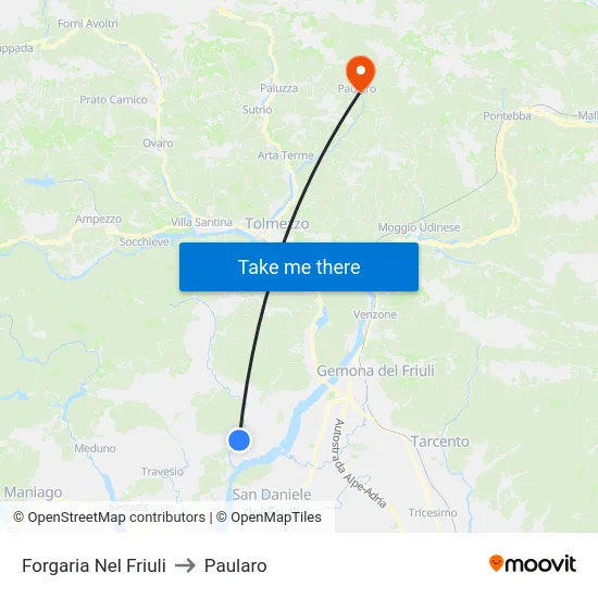 Forgaria Nel Friuli to Paularo map