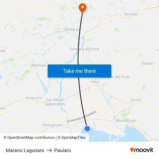 Marano Lagunare to Paularo map