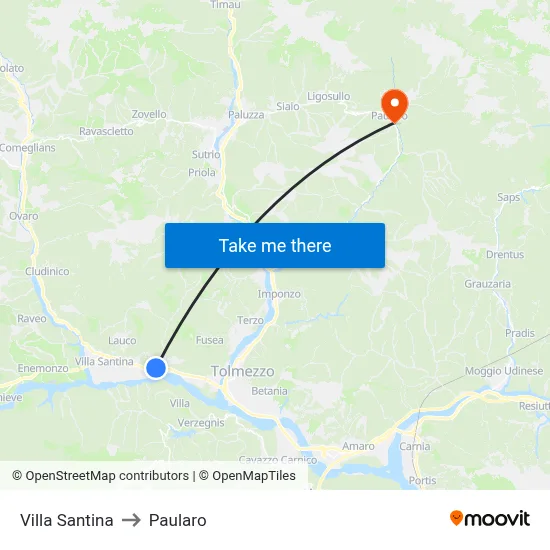 Villa Santina to Paularo map