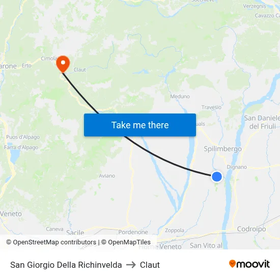 San Giorgio della Richinvelda to Claut map