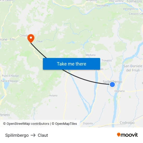 Spilimbergo to Claut map