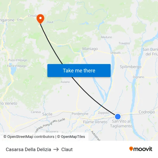 Casarsa della Delizia to Claut map