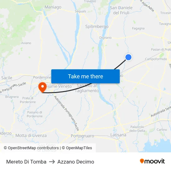 Mereto Di Tomba to Azzano Decimo map