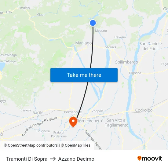 Tramonti Di Sopra to Azzano Decimo map