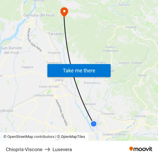 Chiopris-Viscone to Lusevera map