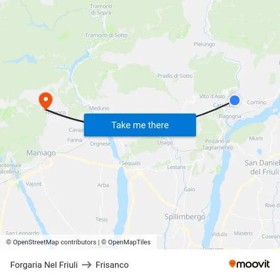 Forgaria Nel Friuli to Frisanco map