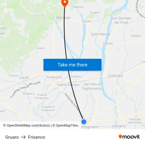 Gruaro to Frisanco map