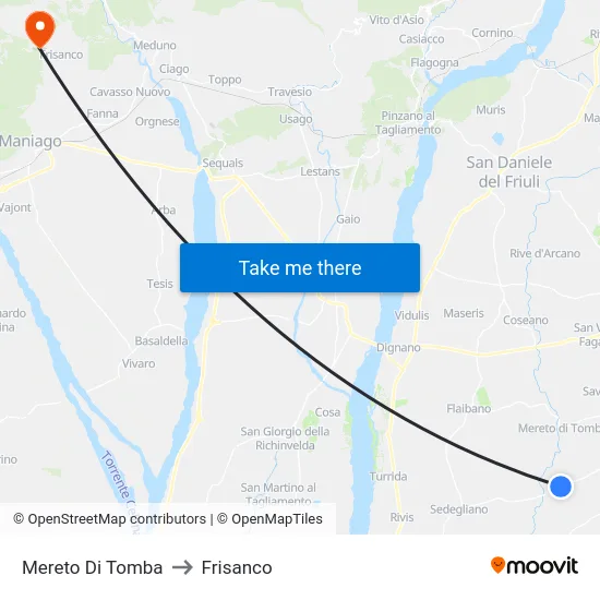 Mereto Di Tomba to Frisanco map