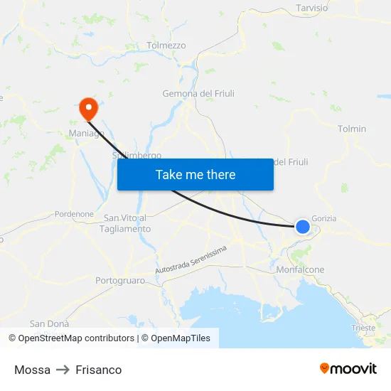 Mossa to Frisanco map