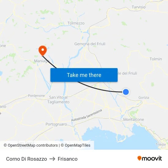 Corno Di Rosazzo to Frisanco map