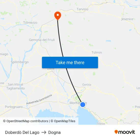 Doberdò del Lago to Dogna map