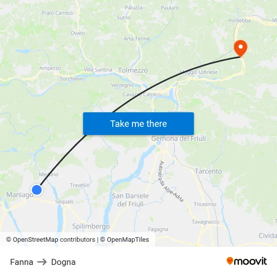 Fanna to Dogna map